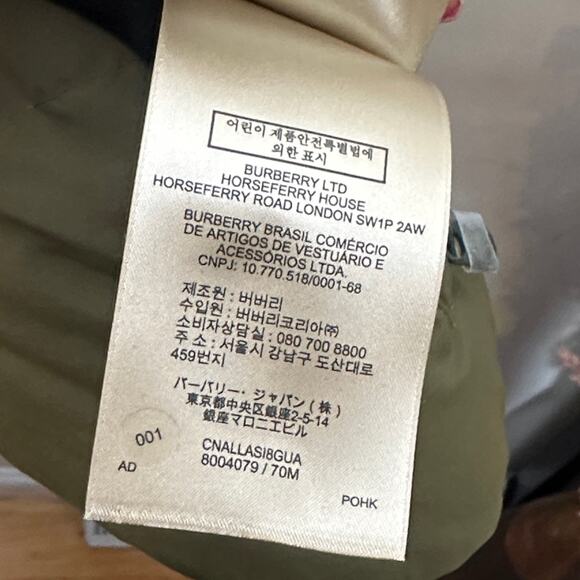 BURBERRY Embroidered Archive Logo Down Filled Puffer Gilet Vest Green Sz L/XL - Picture 11 of 12